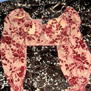 Windsor Blush Top with Burgundy Velvet Floral